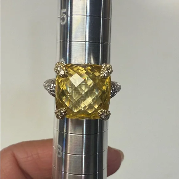 Judith Ripka Silver Ring with Yellow Gemstone - Picture 2 of 5